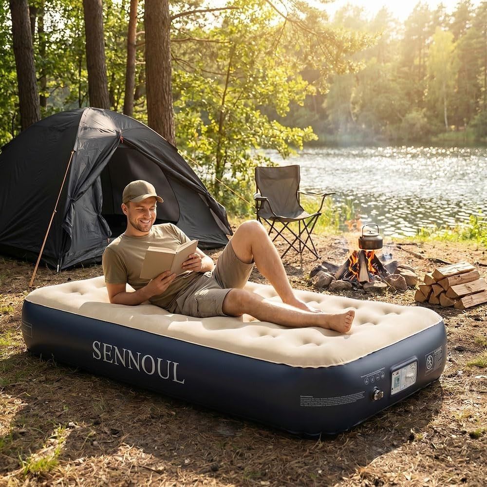 Twin Air Mattress with Built in Pump   Quick Self Inflating, 550lbs Capacity, St2