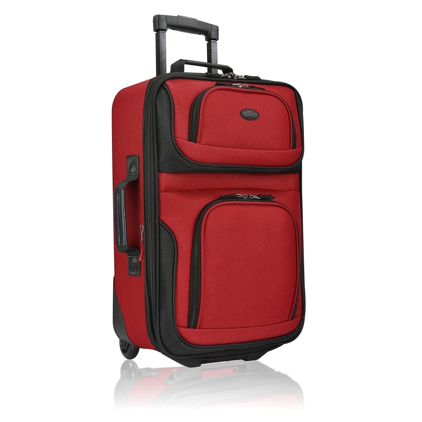 Lightweight Softside Rolling Carry-on Suitcase, 2-Wheel Travel Luggage, Red1