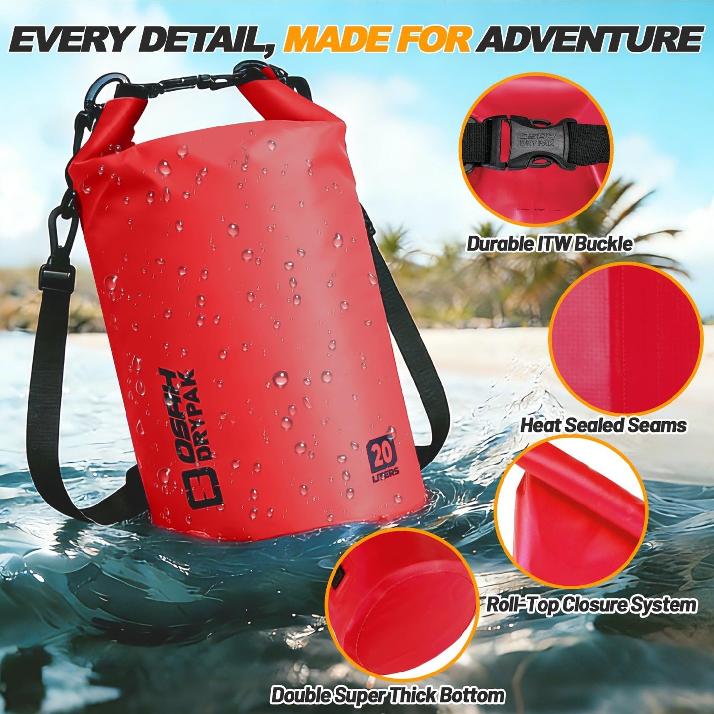 Waterproof Dry Bag - Lightweight Roll Top Backpack, 5L-40L for Travel, Kayaking,3