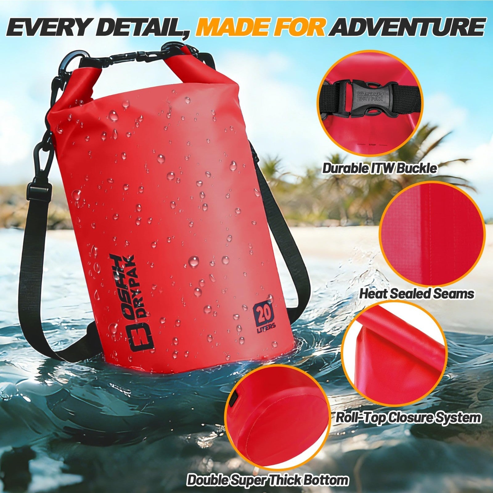 Waterproof Dry Bag - Lightweight Roll Top Backpack, 5L-40L for Travel, Kayaking,3