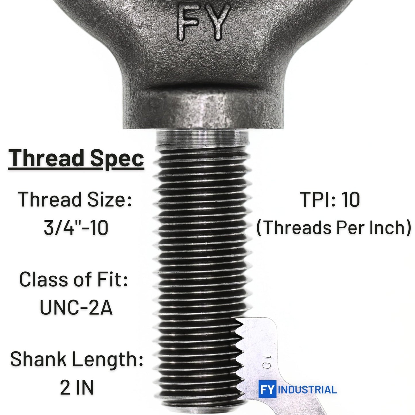 4 Pcs Lifting Shoulder Eye Bolts 3/4"-10 X 2 | Heavy Duty Hardware Fasteners5