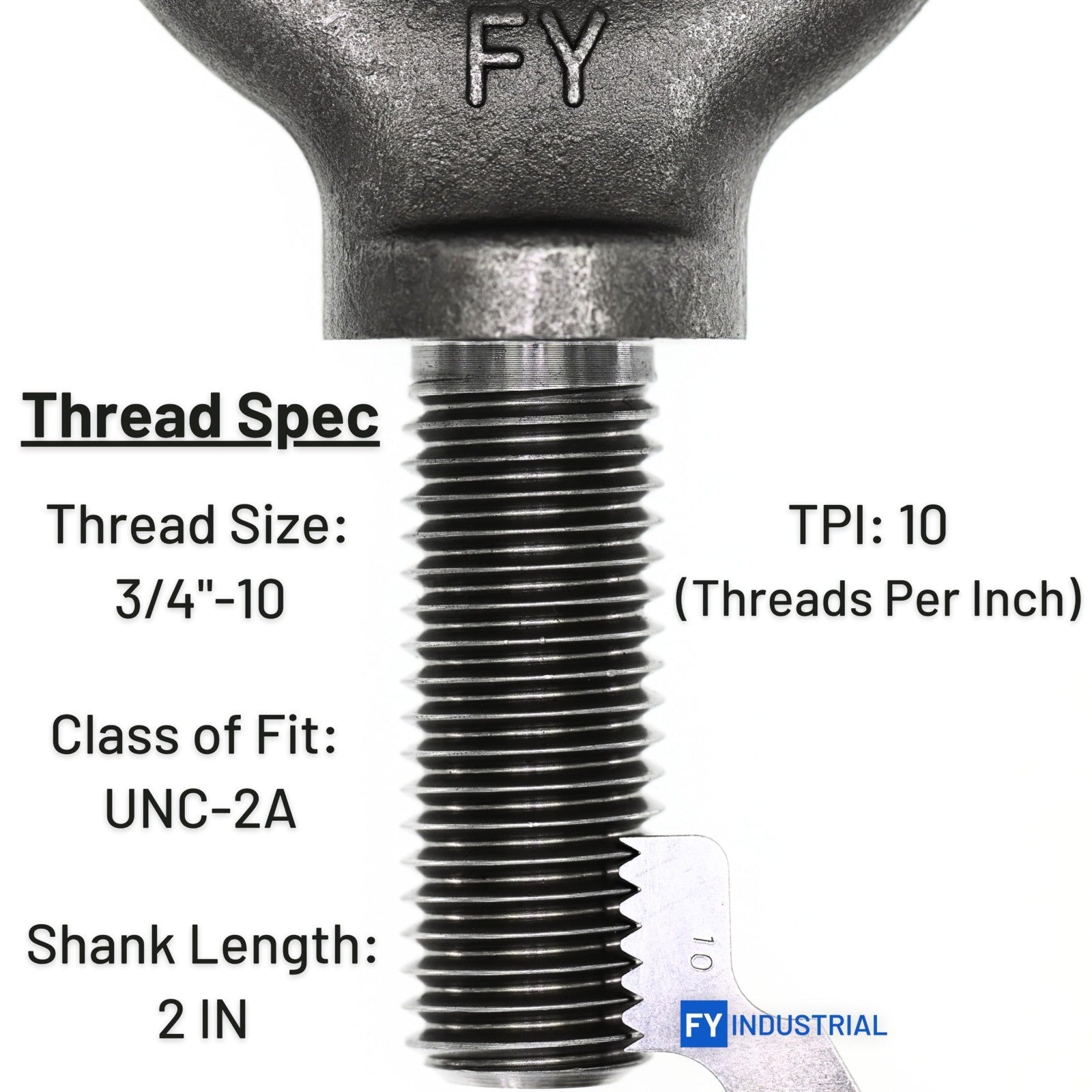 4 Pcs Lifting Shoulder Eye Bolts 3/4"-10 X 2 | Heavy Duty Hardware Fasteners5