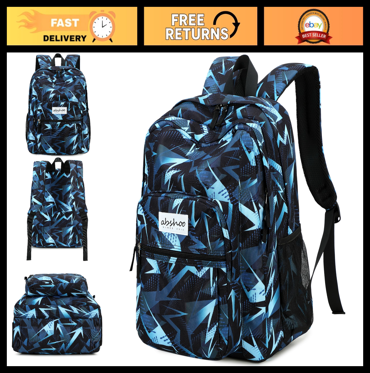 Classic Geometry Men's School Backpack   Water Resistant Bookbag for College & T0