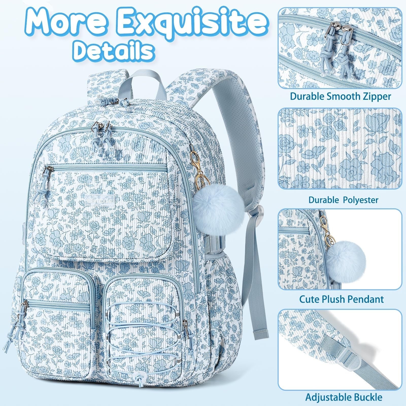 Stylish Corduroy Backpack Set for Girls   3PC Kids Backpack with Lunch Box3