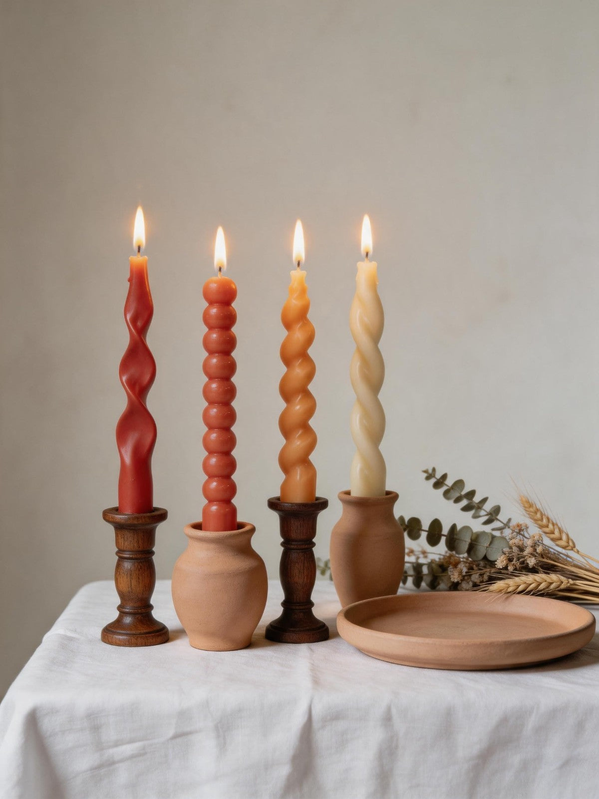 Orange Spiral Taper Candles - Unscented Twisted Candle Sticks for Dinner & Holid4