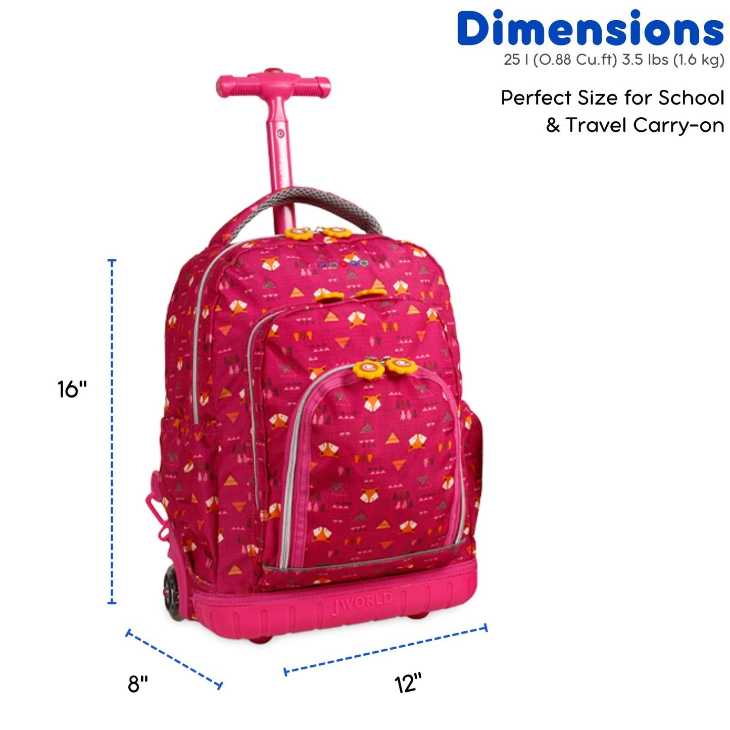Kids Rolling Backpack & Lunch Bag Set   Elementary School Carry On Suitcase with7