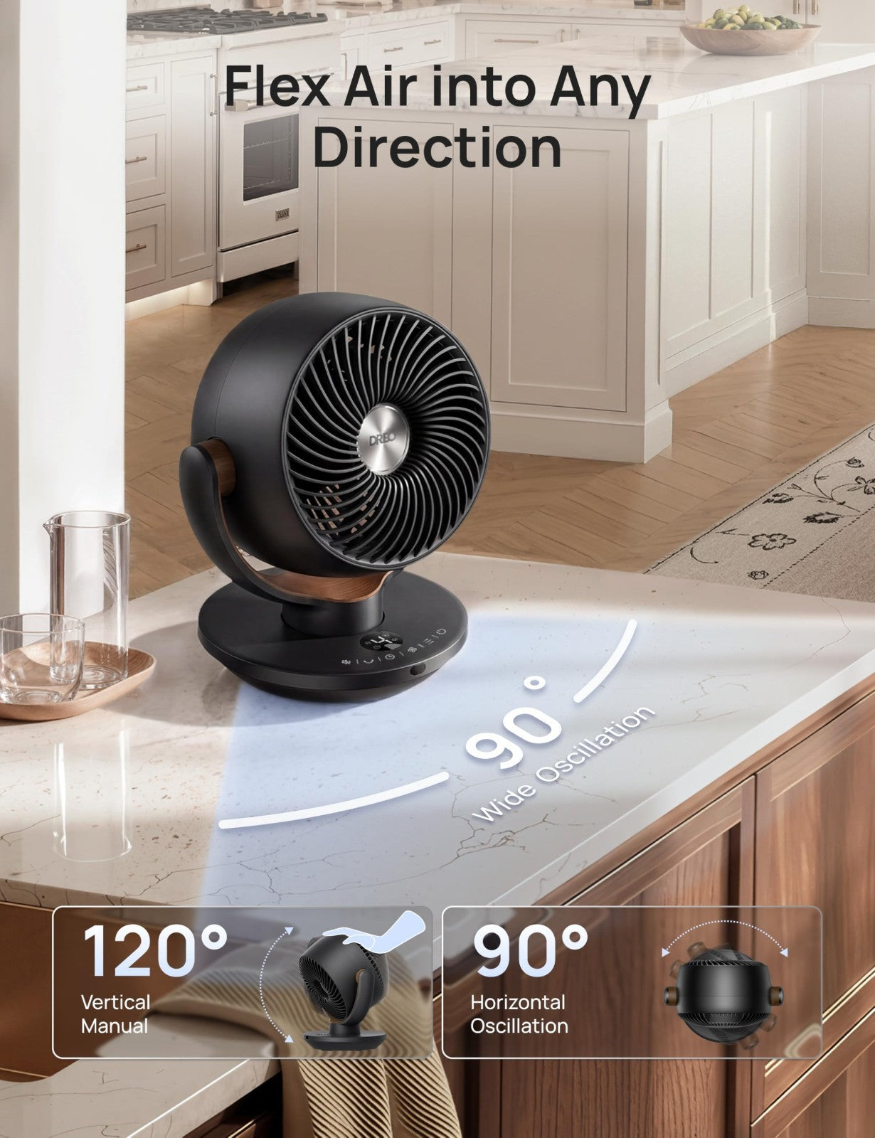 11" Desk Fan with Remote   4 Speed Oscillating Air Circulator, Quiet 25dB, 120°5