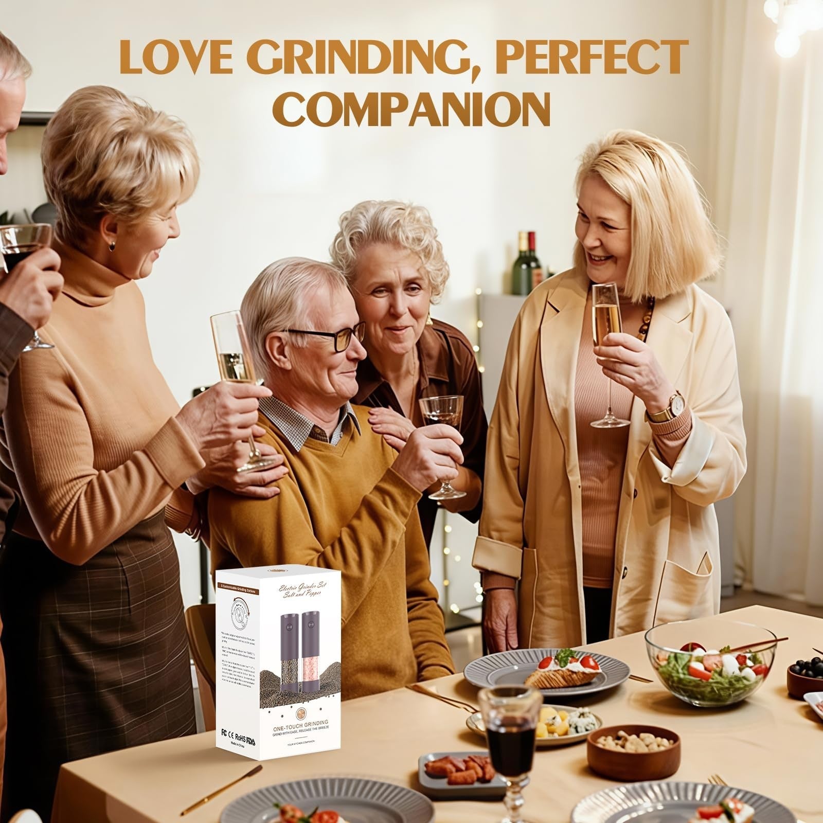 Automatic Electric Salt and Pepper Grinder Set   Adjustable Coarseness, LED, Lar5