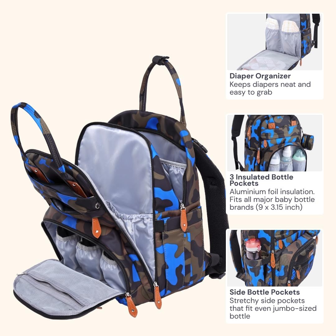 Multi Function Water Resistant Diaper Bag Backpack   Baby Travel Tote, Changing4