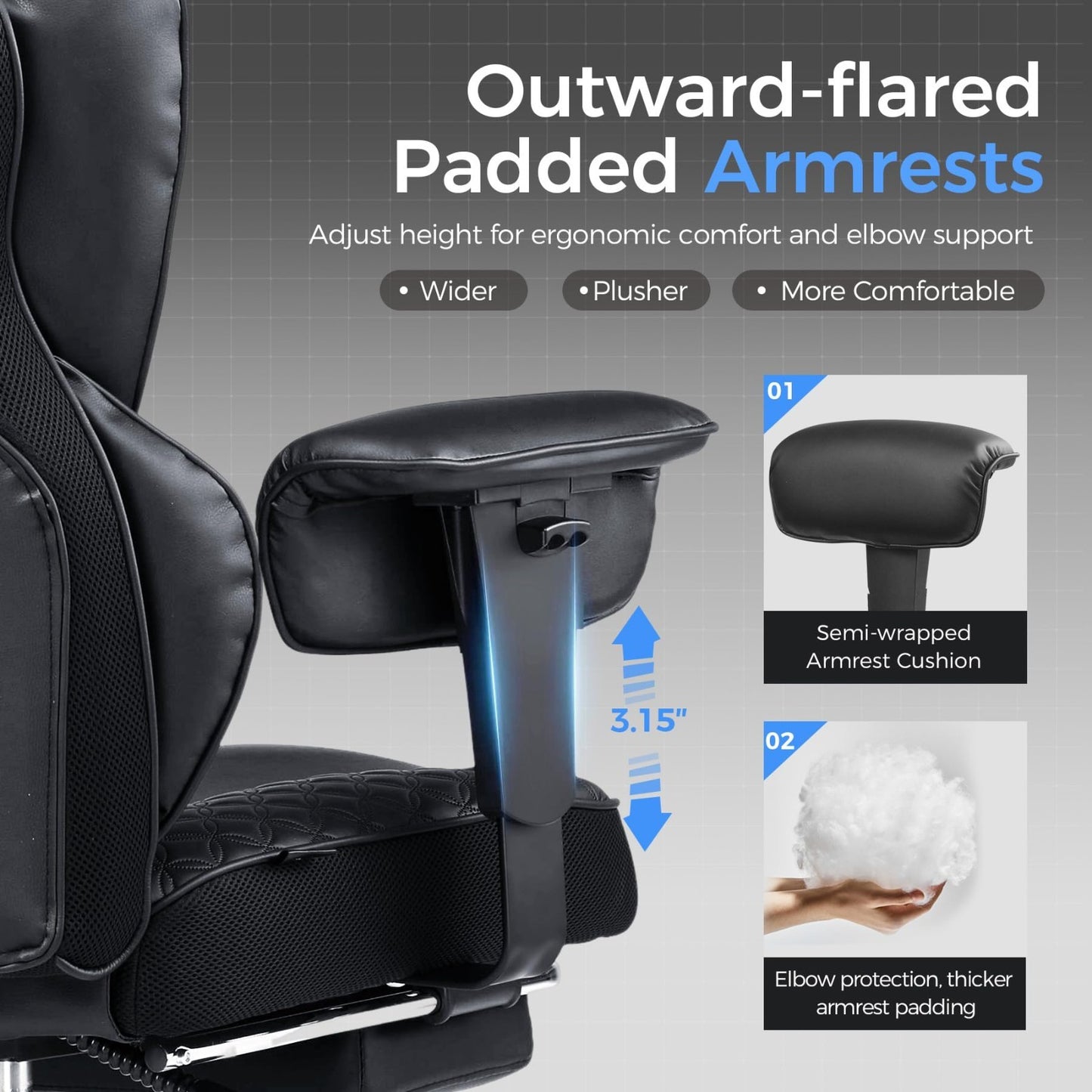 Big & Tall Gaming Chair 400lbs Heavy Duty Office Chair with Foot Rest, Ergonomic5