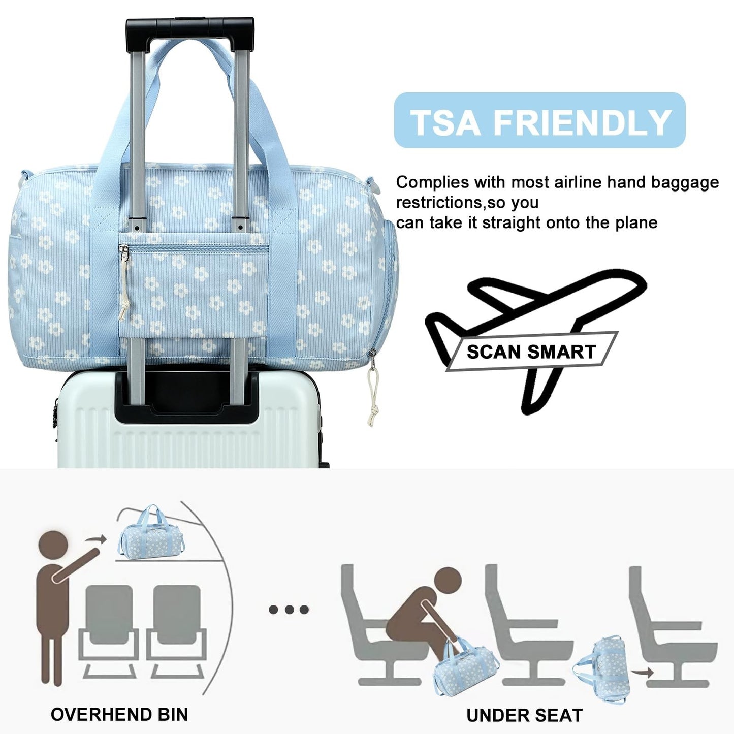 Cute Girls Duffle Bag with Shoes Compartment & Wet Separation - Waterproof Gym &6