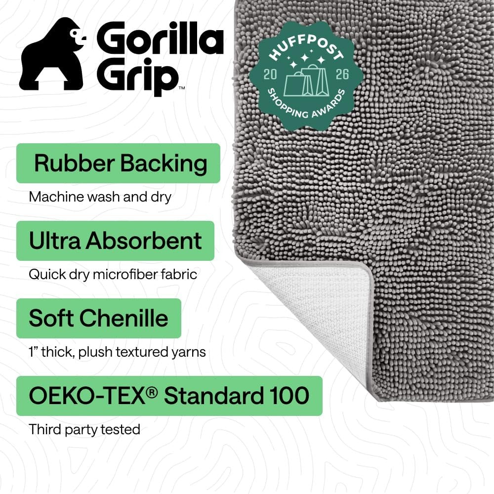 Thick Soft Chenille Bath Rug Mat   Absorbent Microfiber, Quick Dry, Rubber Backi2