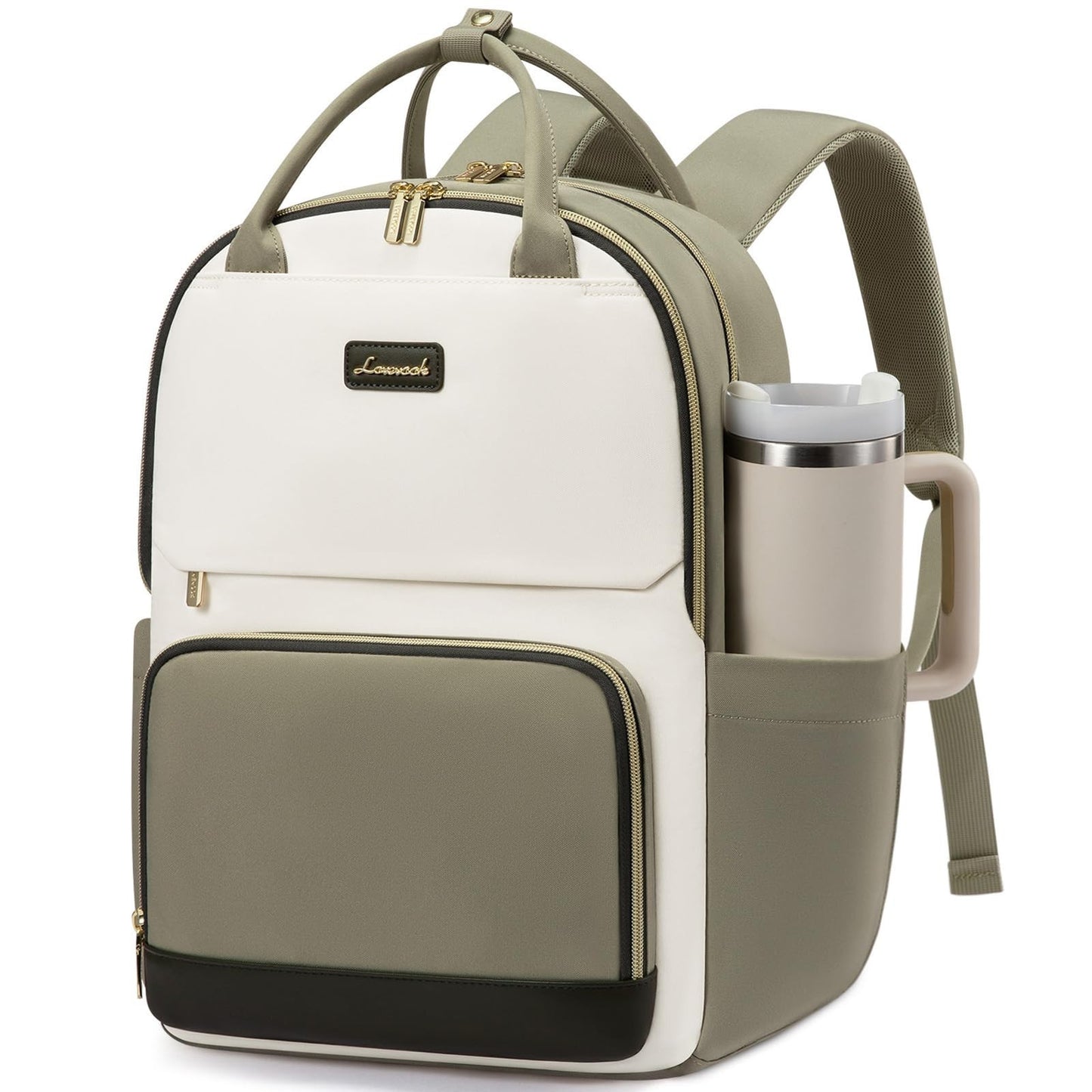 Stylish Waterproof Laptop Backpack for Women, 15.6" Travel Bag with Tumbler Hold1