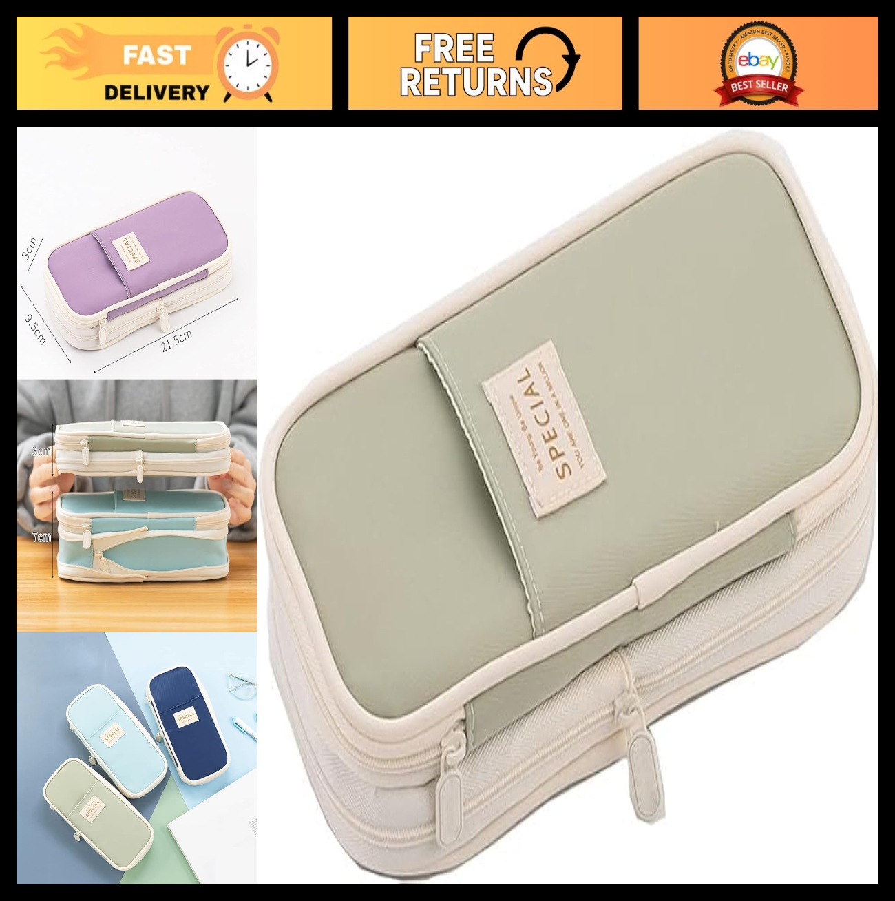 Large Storage Pencil Case Zipper Bag   Big Capacity Organizer for Office & Trave0