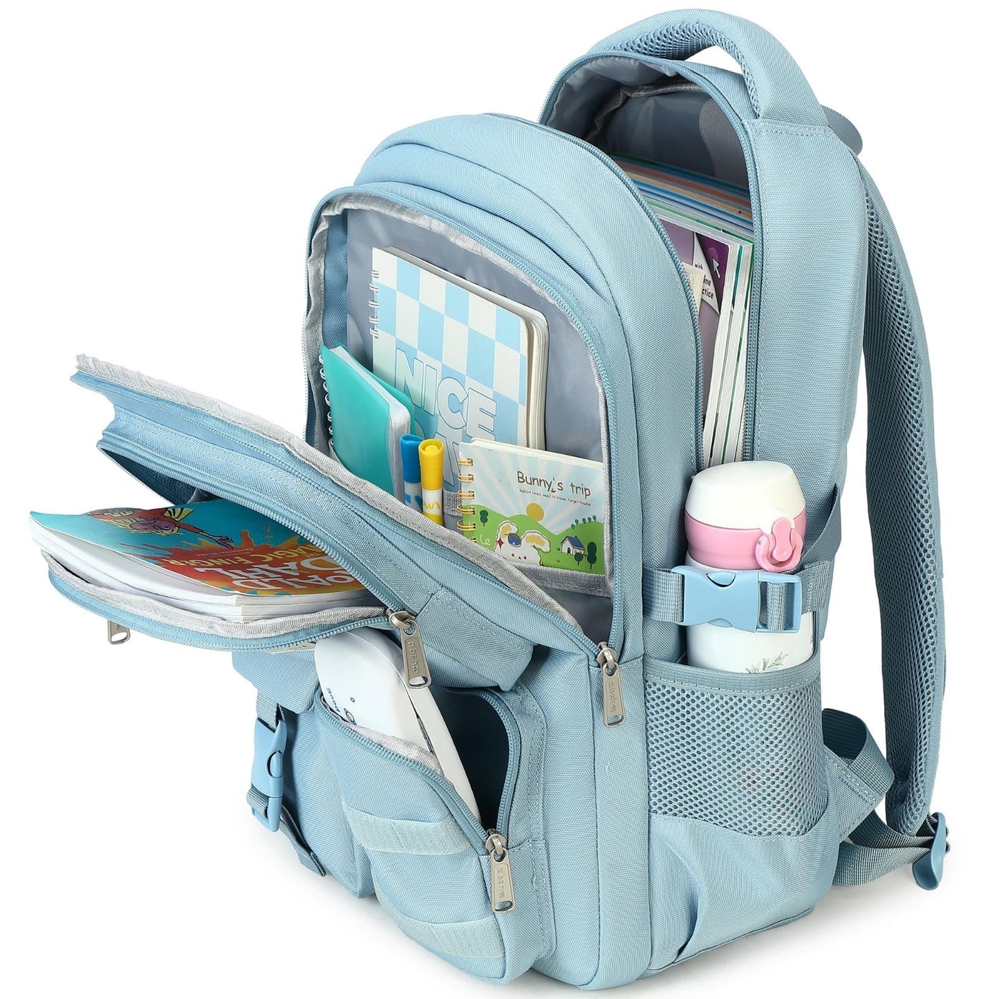 Large Heavy Duty Backpack for School, College, Travel   Multi Pocket Bookbag4
