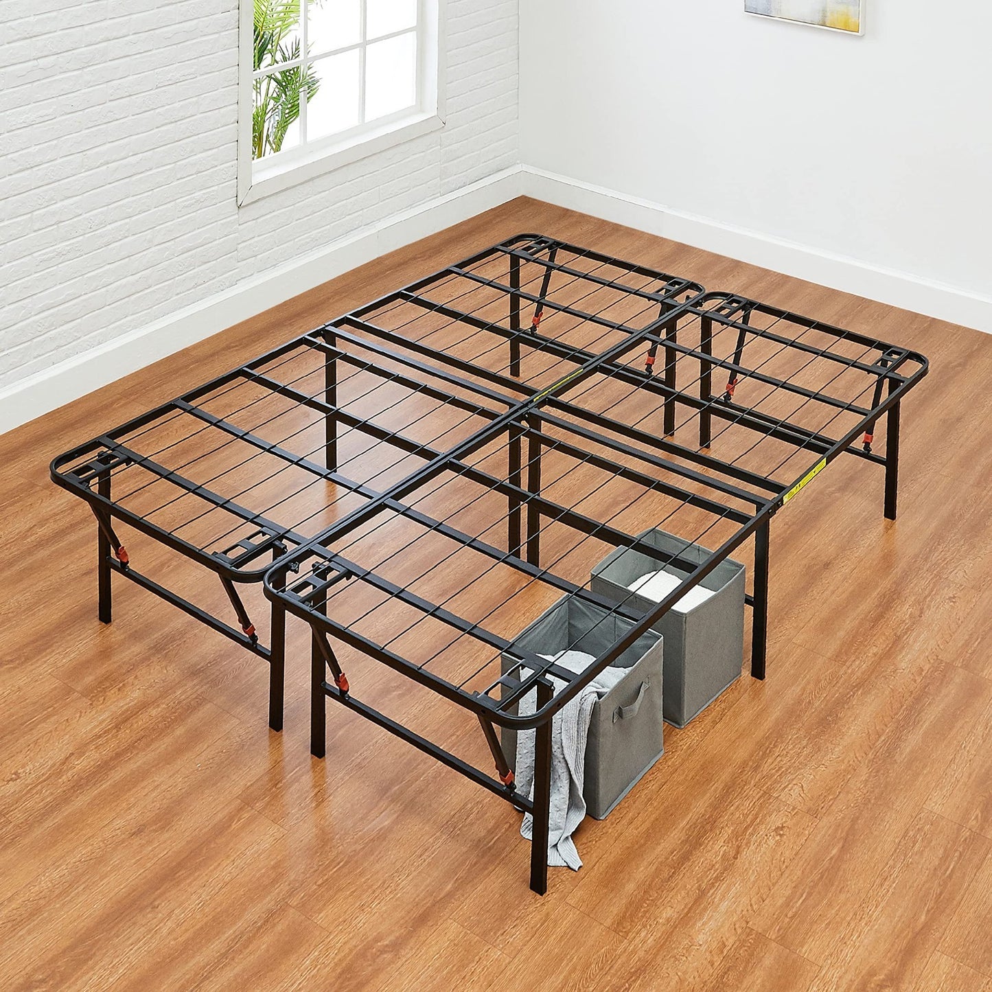 Foldable Metal Platform Bed Frame   King Size, Sturdy Steel, 18" High, No Box Sp2