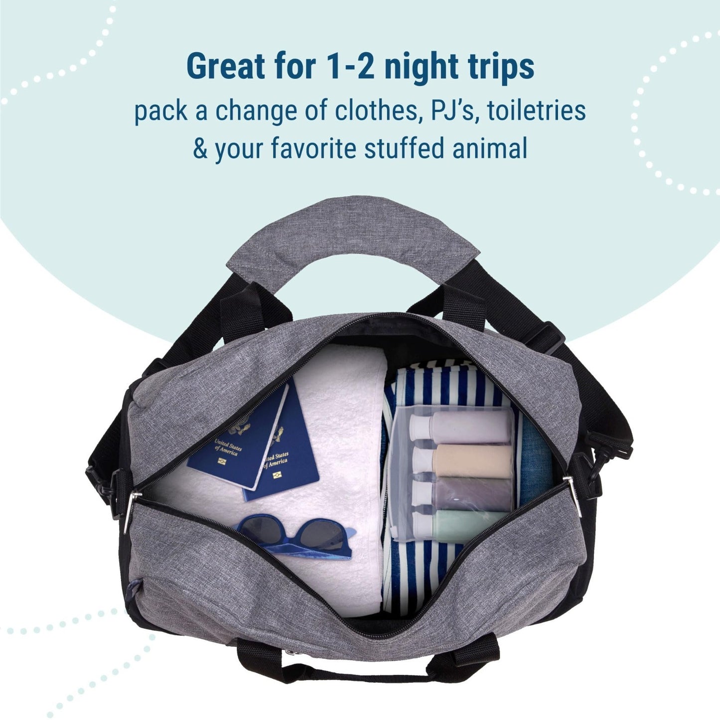 Kids Overnighter Duffel Bag - Carry-On Size for School & Sleepovers - Grey Tweed5