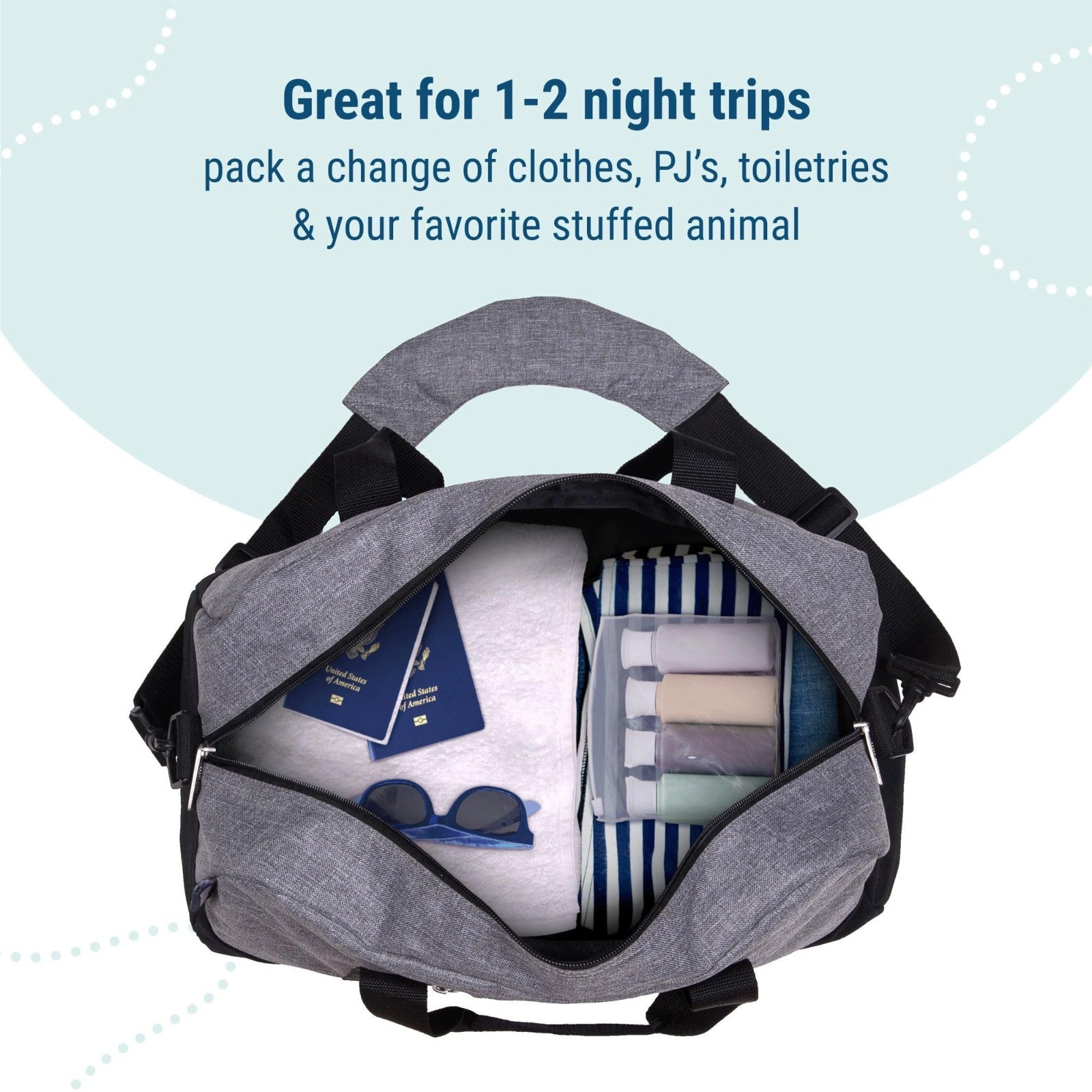 Kids Overnighter Duffel Bag - Carry-On Size for School & Sleepovers - Grey Tweed5