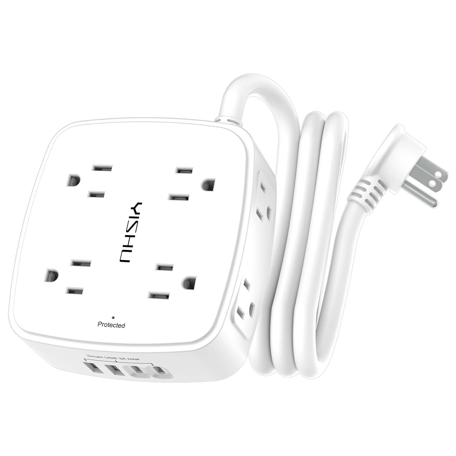 8 Outlet Surge Protector Power Strip with 4 USB Ports, 5ft Extension Cord, Flat1