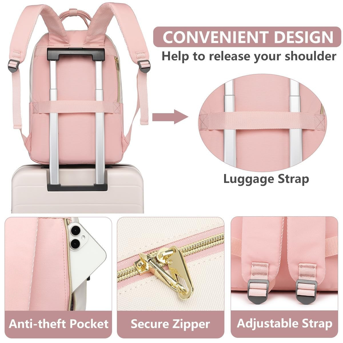 Waterproof Laptop Backpack for Women   17" College Bookbag with USB Charger, Ant4