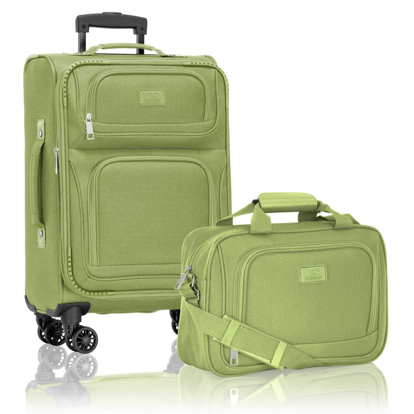 Lightweight Softside Rolling Carry-On Suitcase, 4-Wheel Travel Luggage, Green1