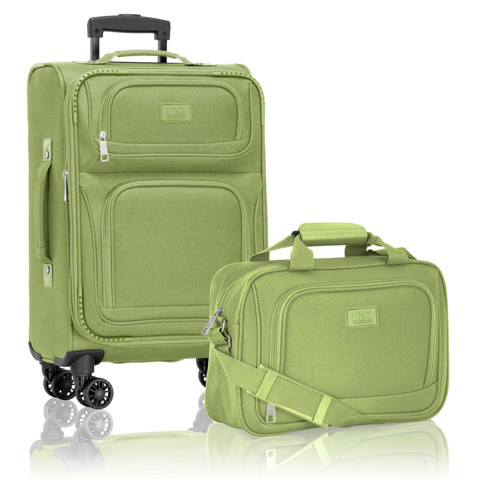 Lightweight Softside Rolling Carry-On Suitcase, 4-Wheel Travel Luggage, Green1