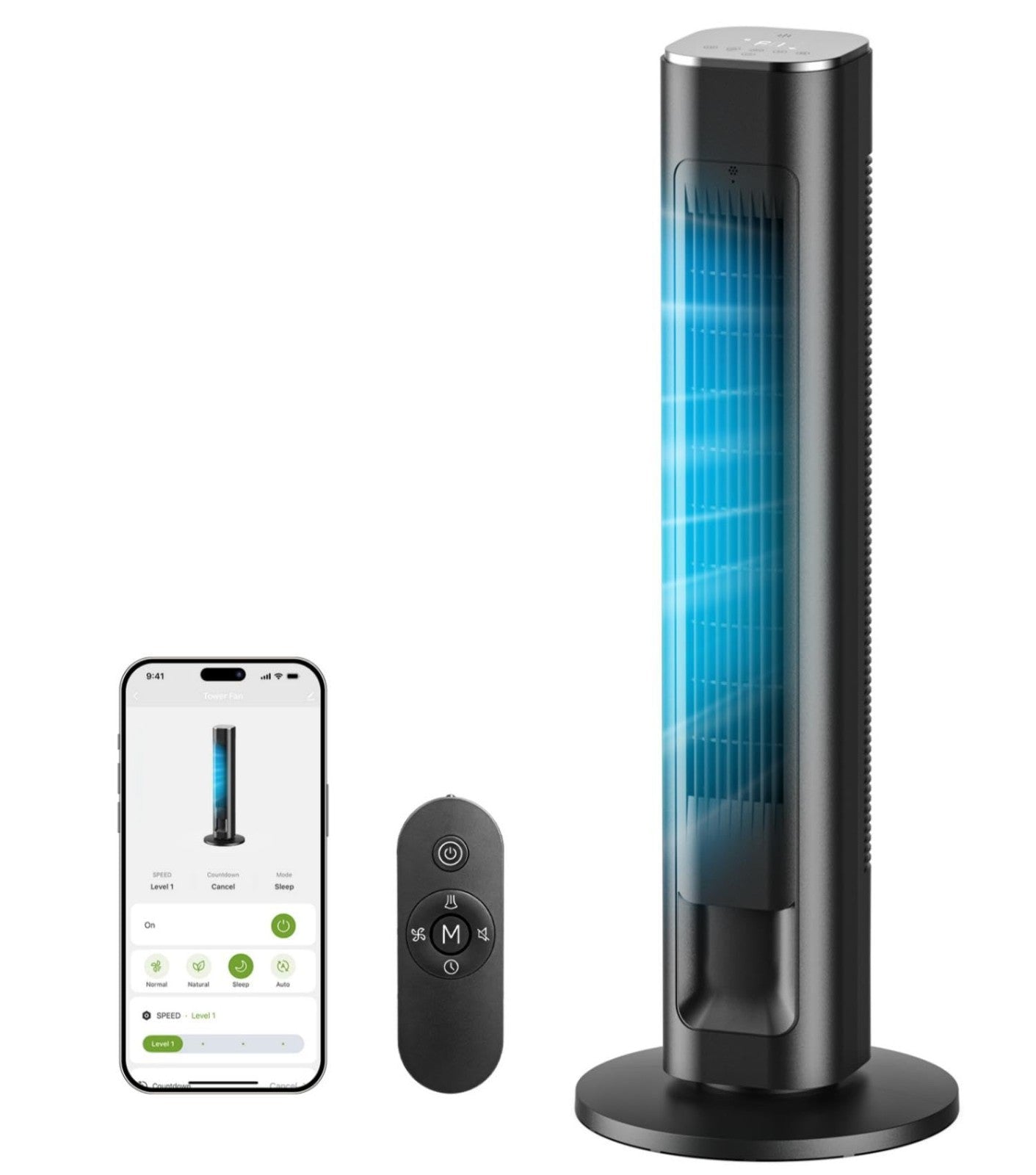 Smart Tower Fan with Remote Control, WiFi/App/Voice, 36 Inch, Ultra Quiet 25dB,1