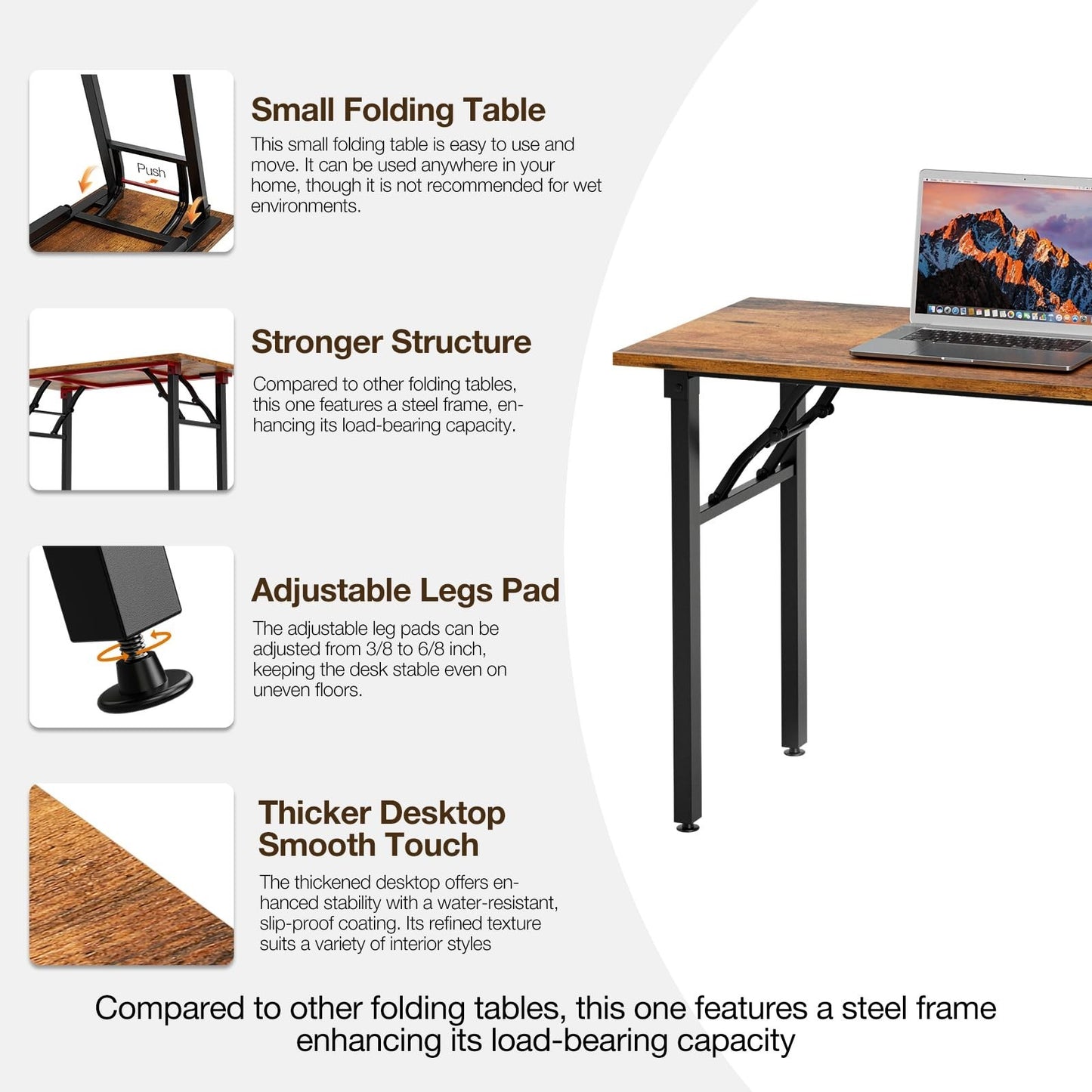 Compact Folding Desk - 35.8" Portable Office Table for Small Spaces, No Assembly5