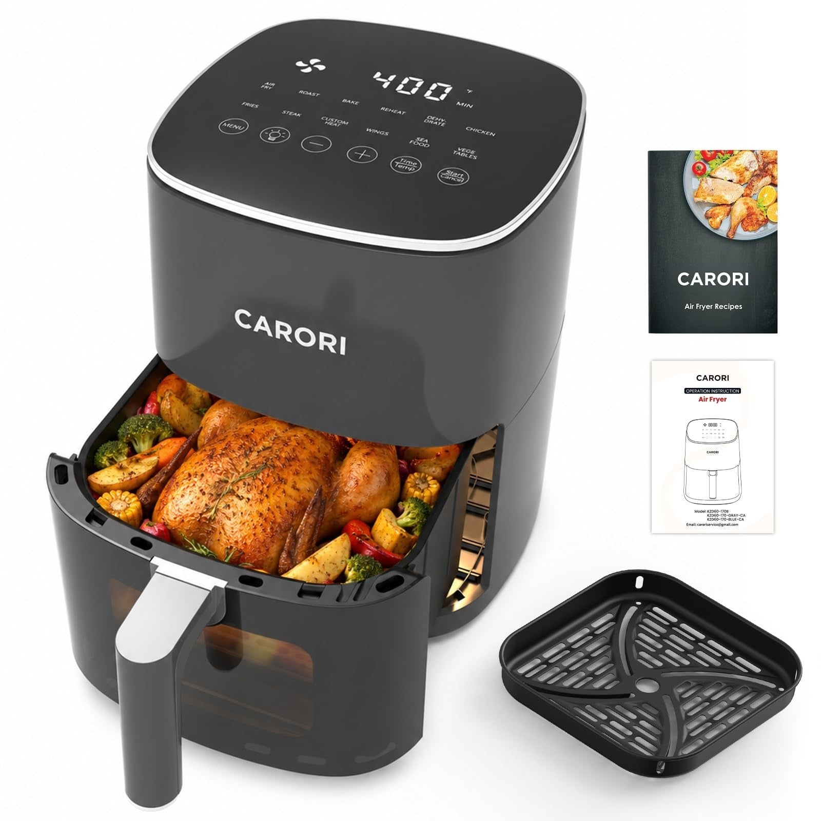 6 Qt Air Fryer with Viewing Window, 12 Cooking Presets, 1700W, Nonstick Basket1