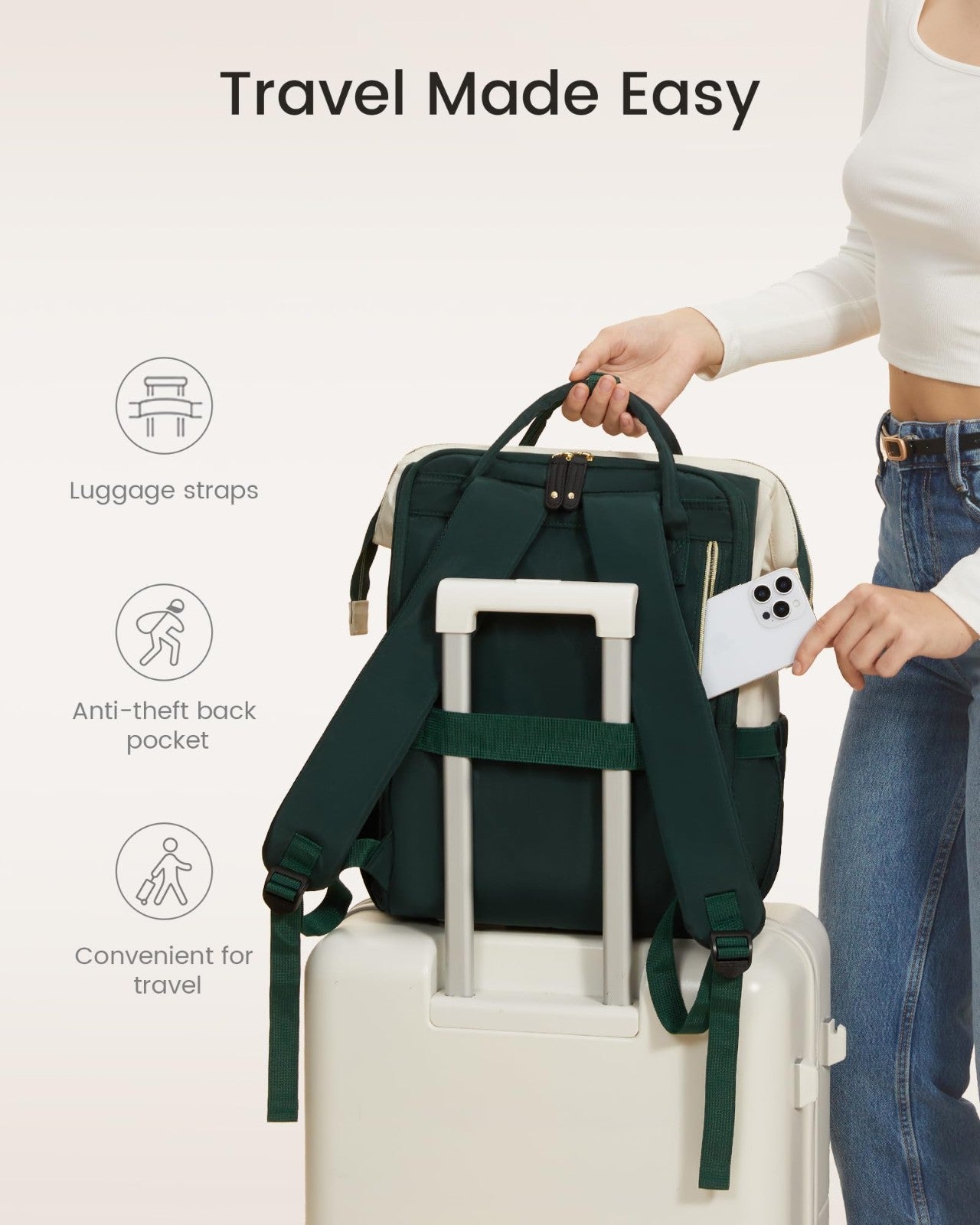 Stylish 15.6" Laptop Backpack for Women   Waterproof, Large Capacity Work & Trav5