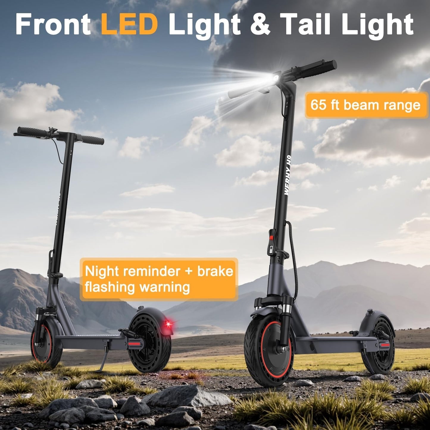 Powerful Electric Scooter 500W/350W Motor, 19MPH Speed, 16-27 Mile Range, Foldin7