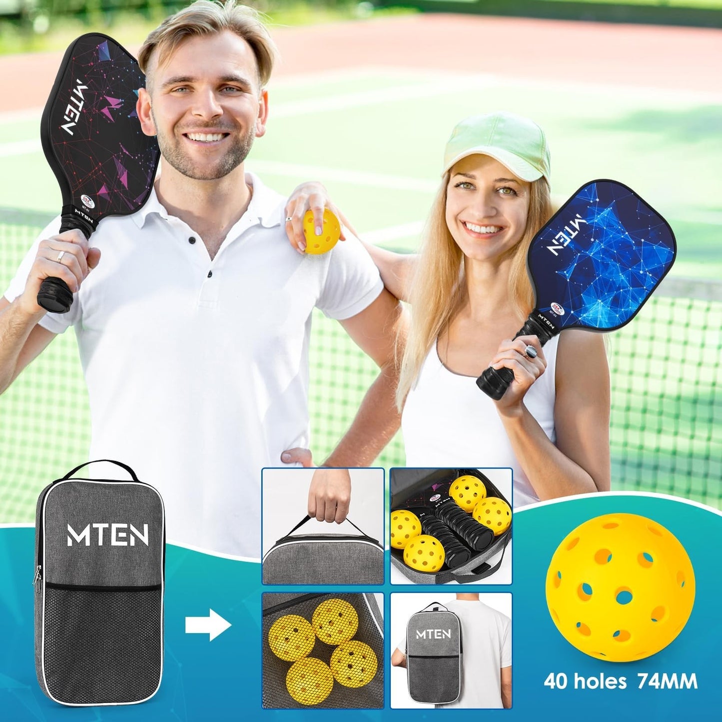 Pickleball Paddle Set of 2/4/1 - USAPA Approved Fiberglass Rackets, Lightweight5