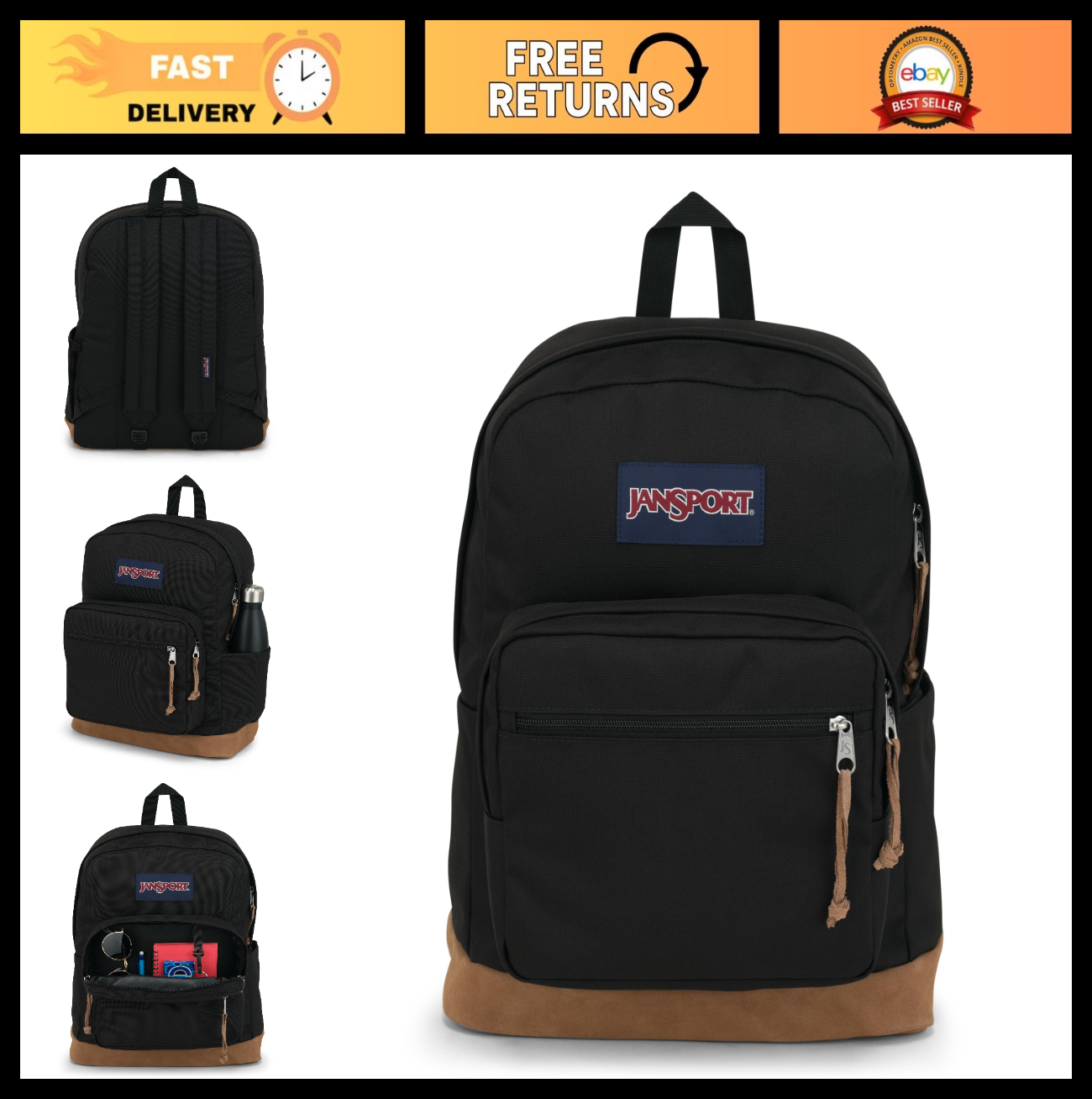 Durable Daypack Backpack with Padded 15" Laptop Sleeve & Water Bottle Pocket   B0
