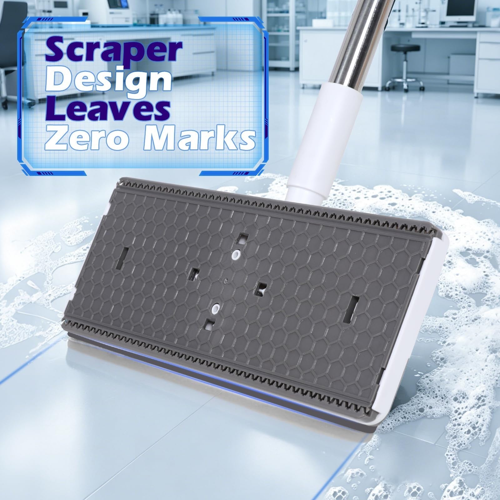 51" Hands-Free Flat Mop with Stainless Steel Handle - Snap Grip Design for Easy5