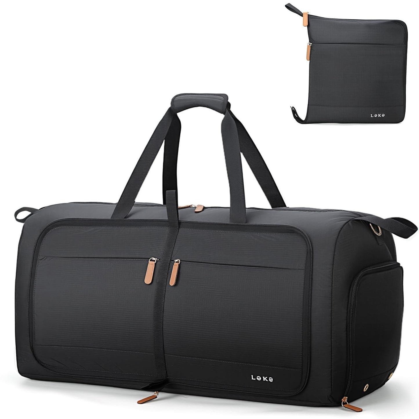 Large 80L Foldable Travel Duffle Bag for Women, Weekend Carry-On with Shoe Compa1