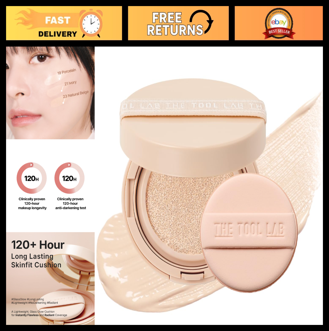 Long Lasting Full Coverage Cushion Foundation - Glass Glow Finish, Korean Makeup0