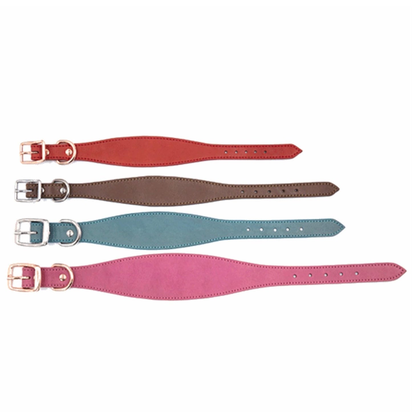 Wide Padded Leather Dog Collar for Lurchers & Italian Greyhounds - Comfortable P3