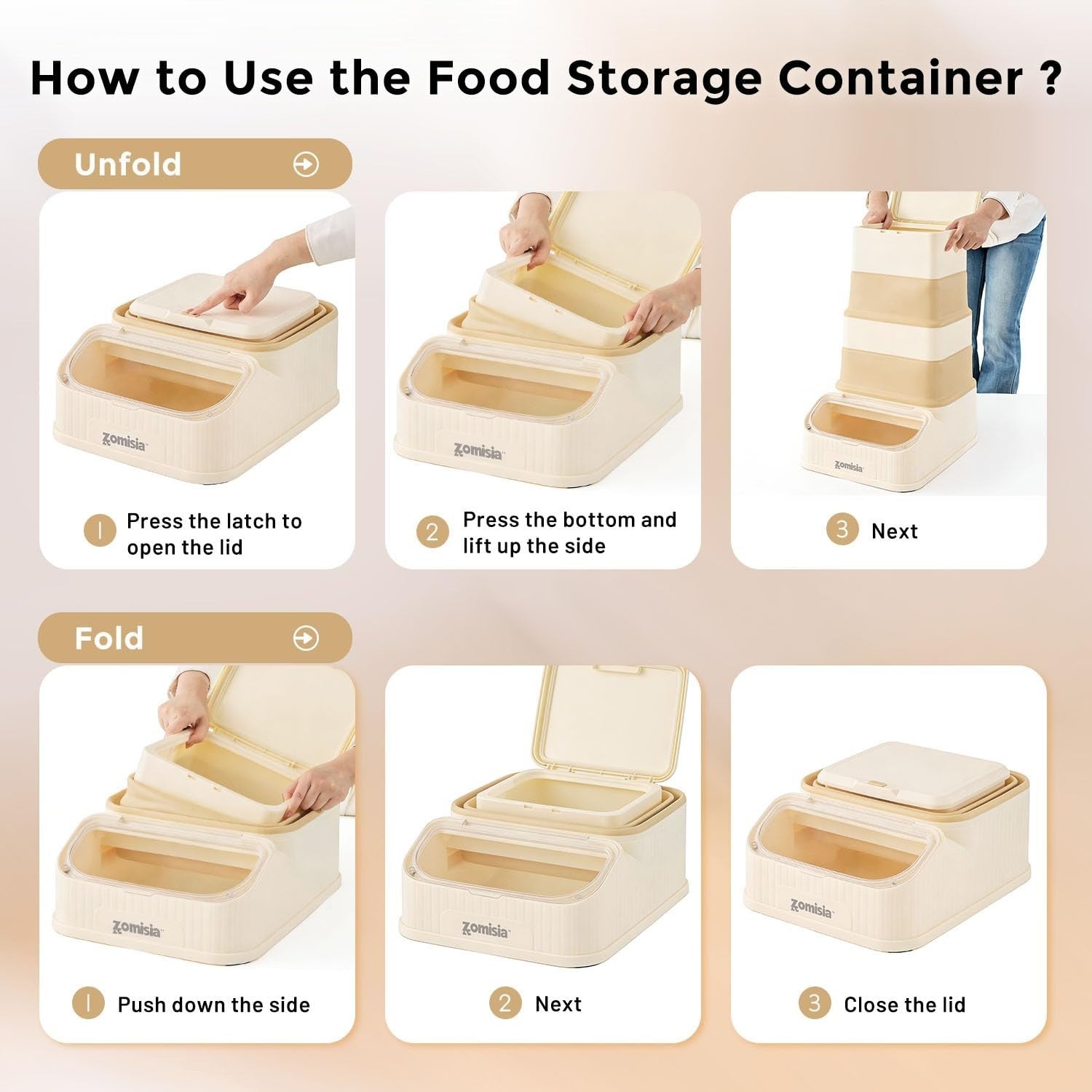 Collapsible Dog Food Storage Container 30 40lbs, FIFO Design, Airtight & Durable6