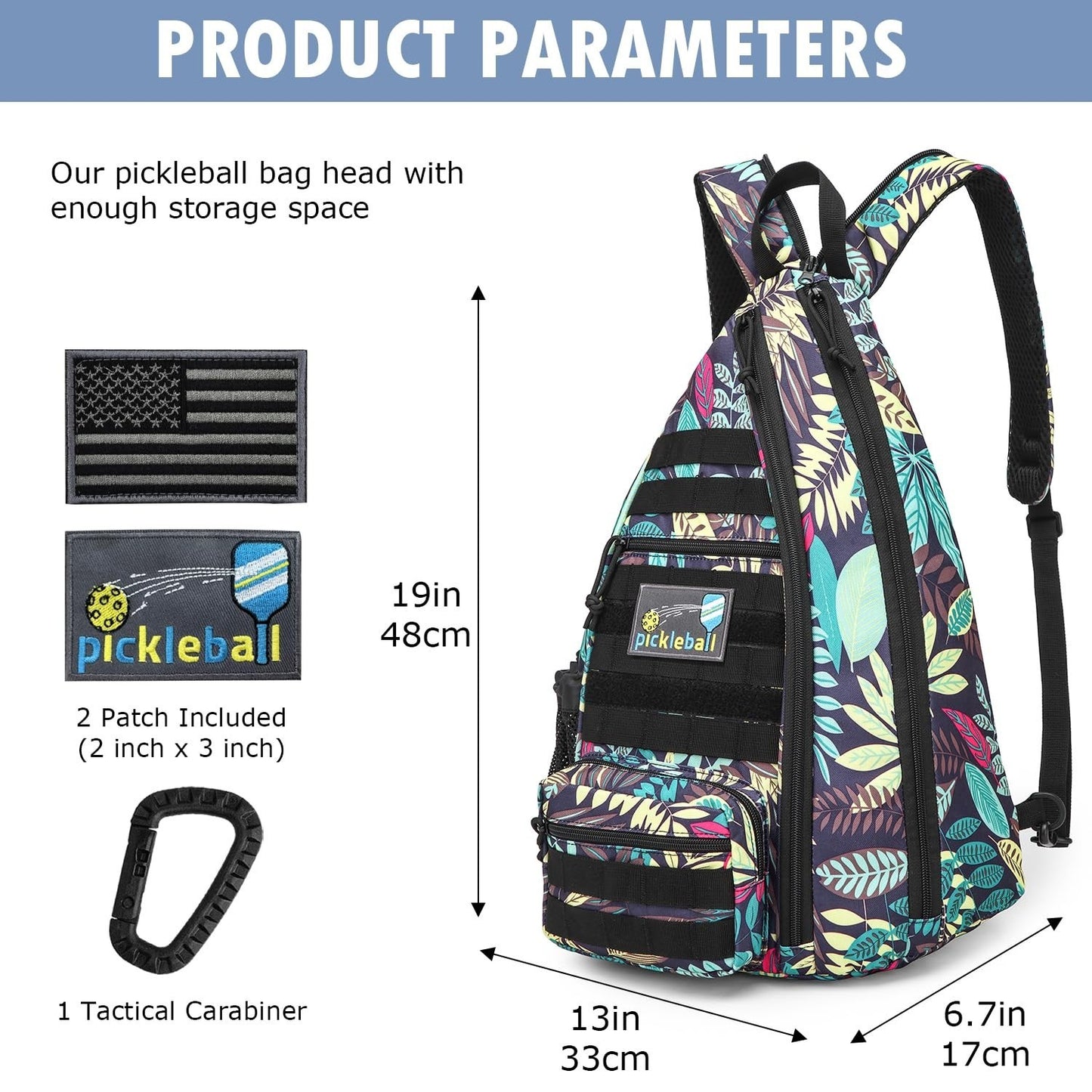 Tactical Pickleball Backpack - Adjustable Sling Bag with Fence Hook & Water Bott2
