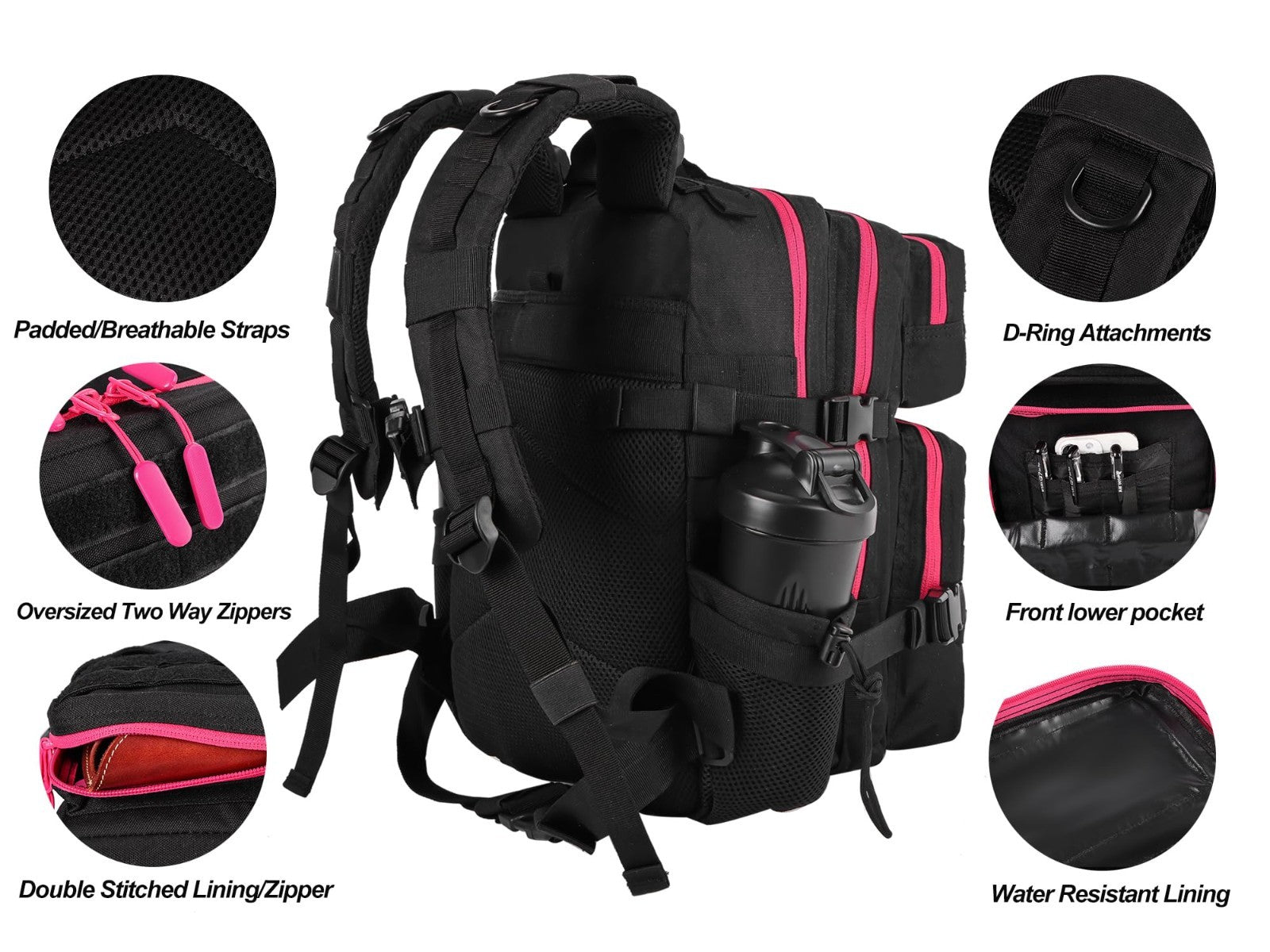 Tactical Military Backpack 25L/35L Army Assault Pack Rucksack with Water Bottle3