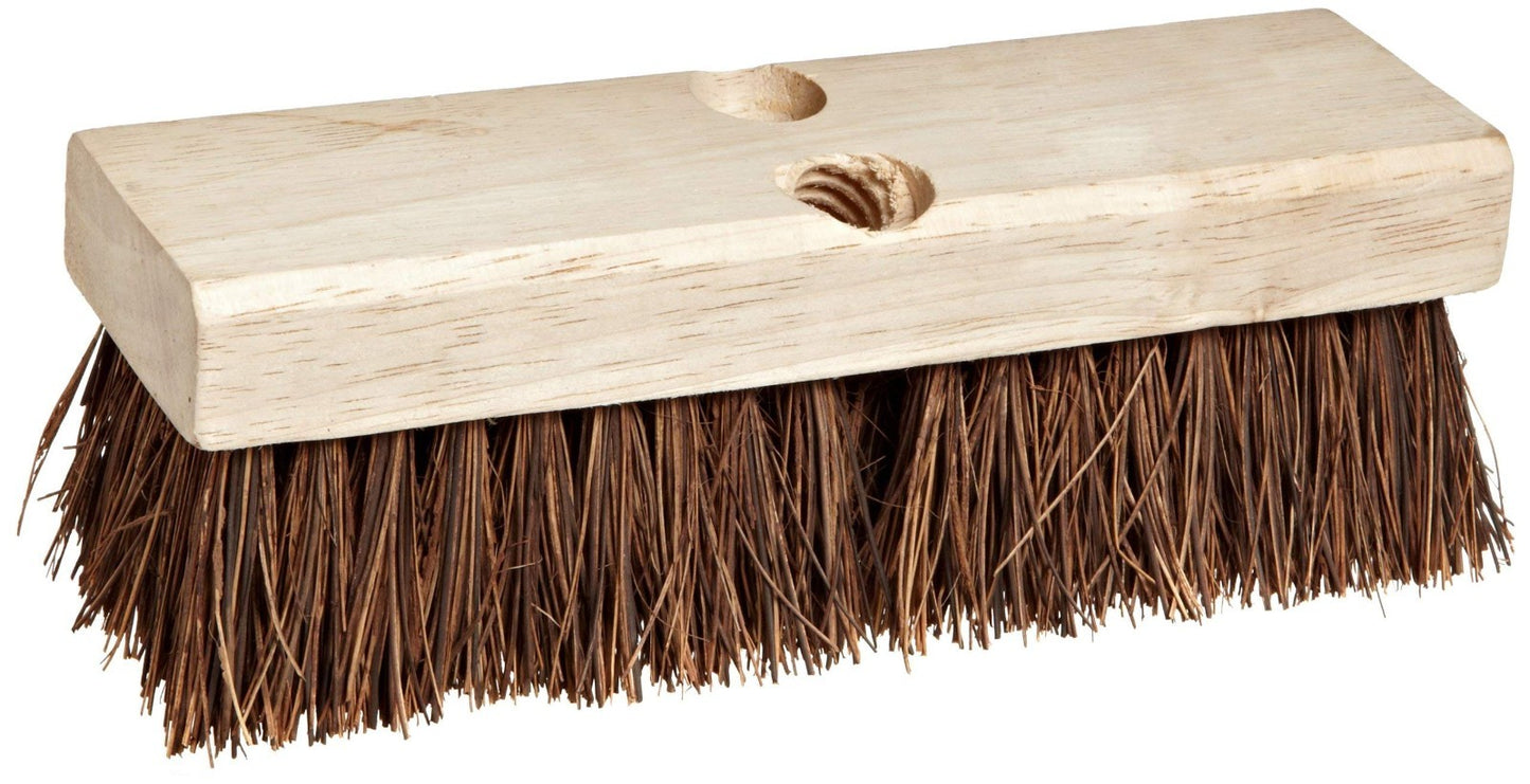 9" Deck Scrub Brush, Wood Block with Palmyra Fill, 5x14 Rows, Heavy-Duty Cleanin1