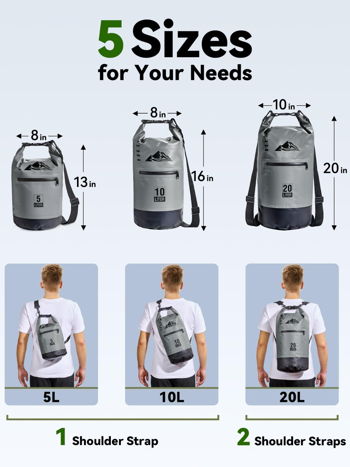 Waterproof Dry Bag with Zipper Pocket - Lightweight Roll Top for Travel, Kayakin2