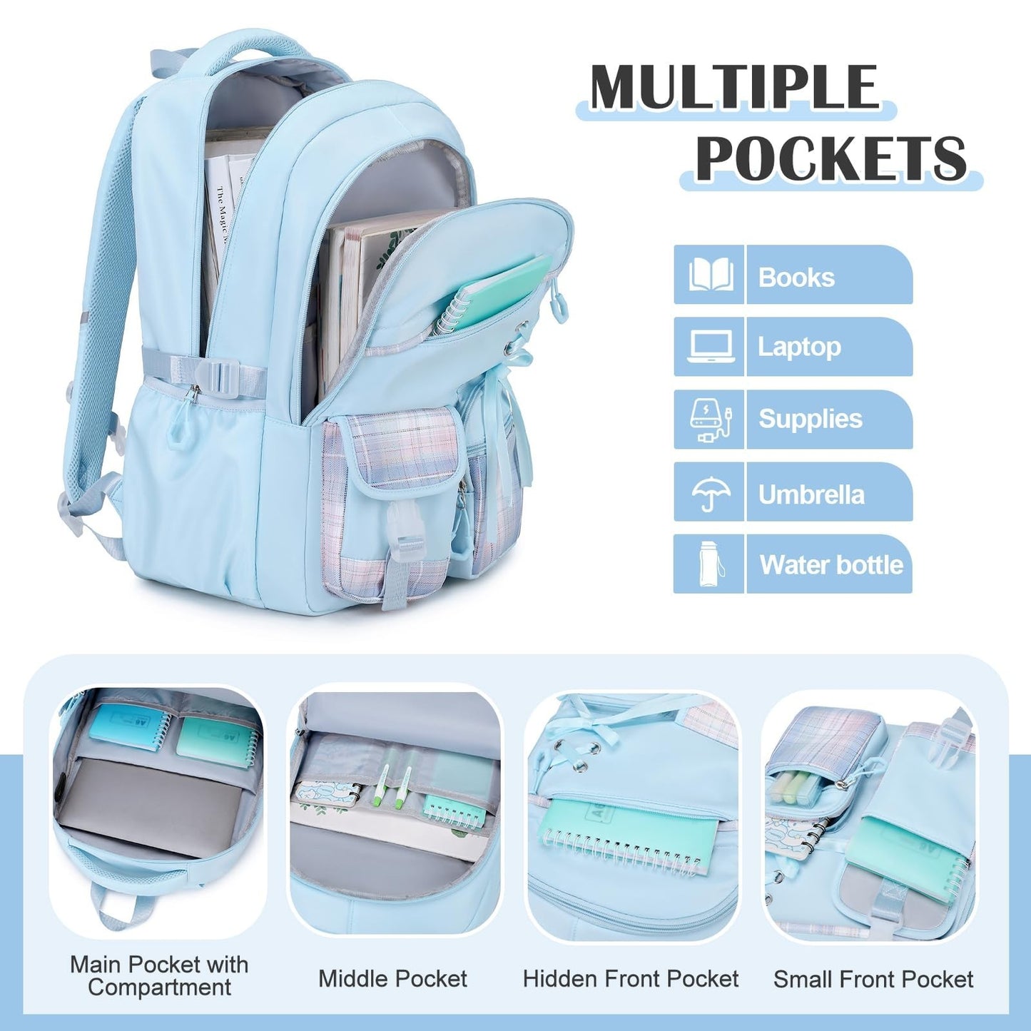 3PCS Girls School Backpack Set with Lunch Box & Pencil Pouch   Stylish & Durable3