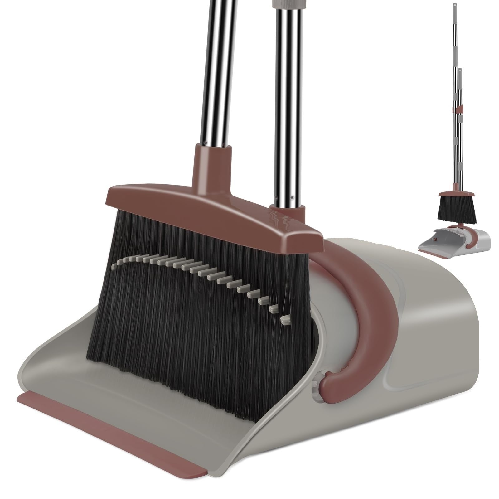 Upright Broom and Dustpan Set, 50.6" Long Handle, Pet Hair Remover, Quiet Cleani1