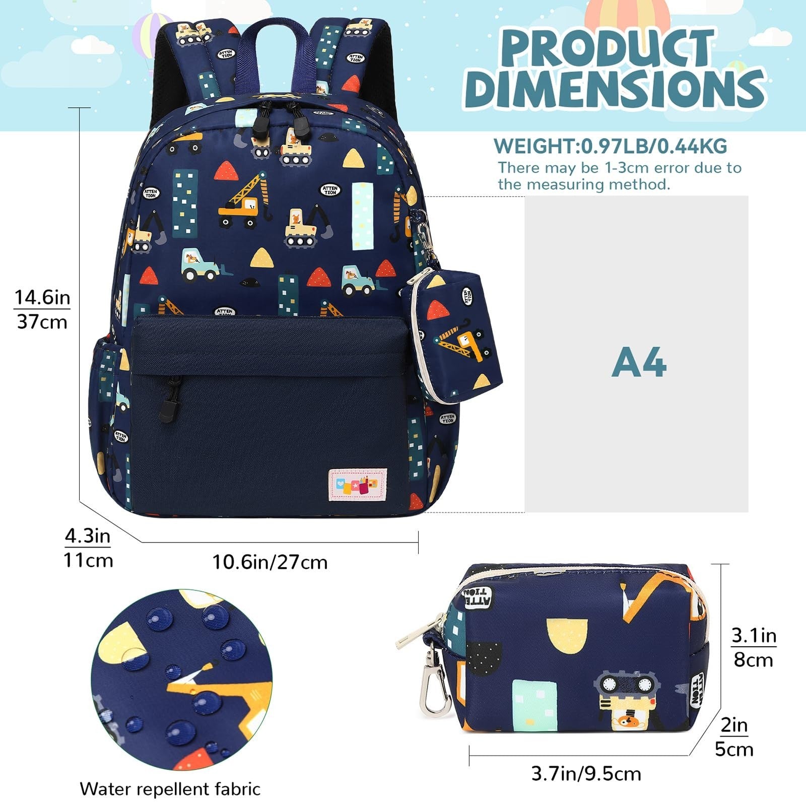 Kids Toddler Backpack with Chest Strap   Durable, Lightweight, Cute Design for B2