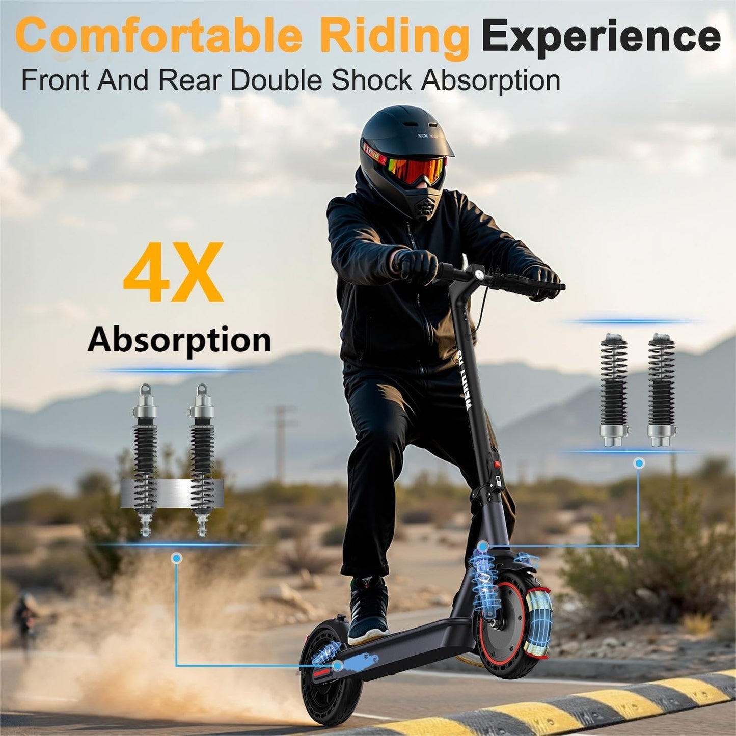 Powerful Electric Scooter 500W/350W Motor, 19MPH Speed, 16-27 Mile Range, Foldin4