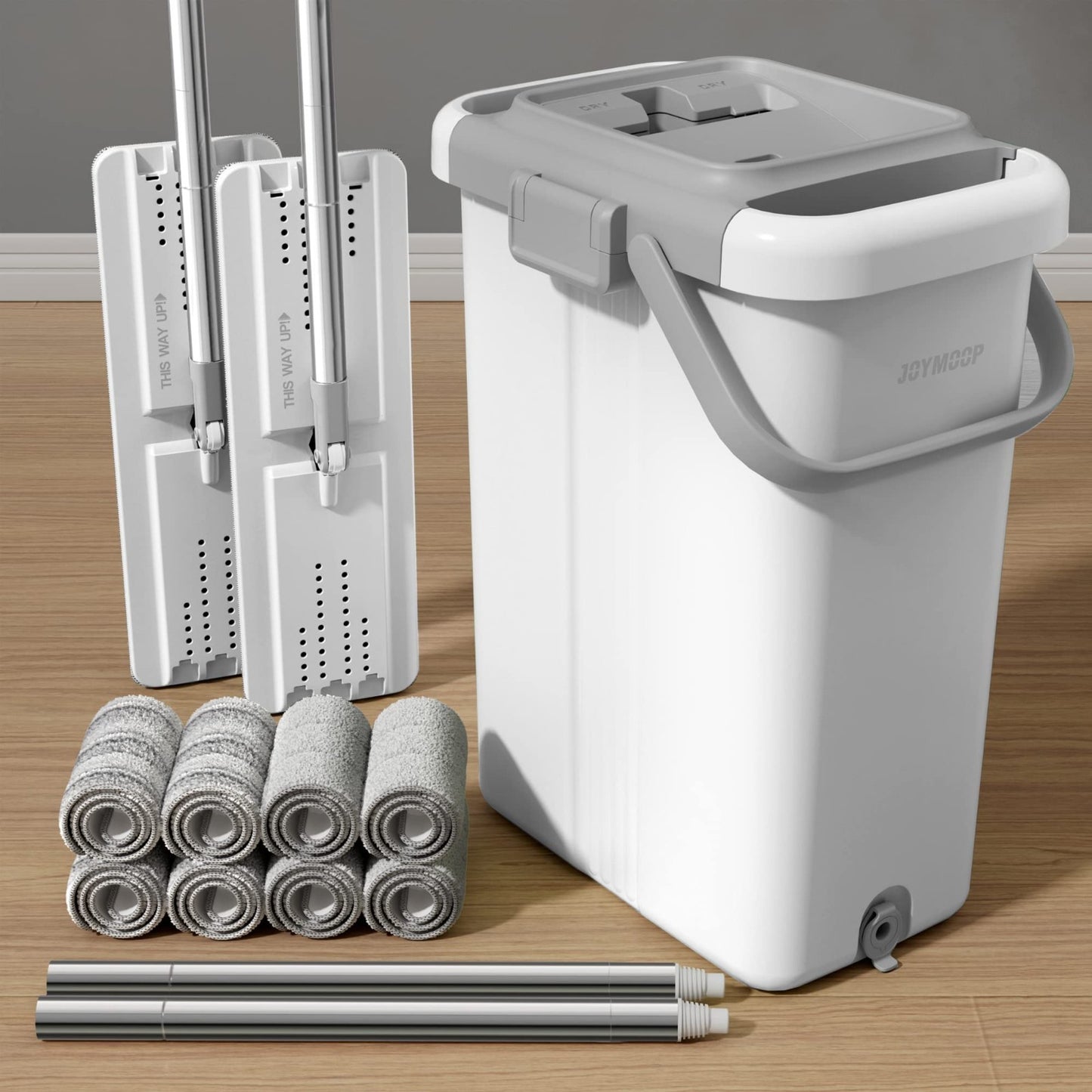 Mop and Bucket Set for Floor & Wall Cleaning, Flat Mop System with 60" Dual Mops1