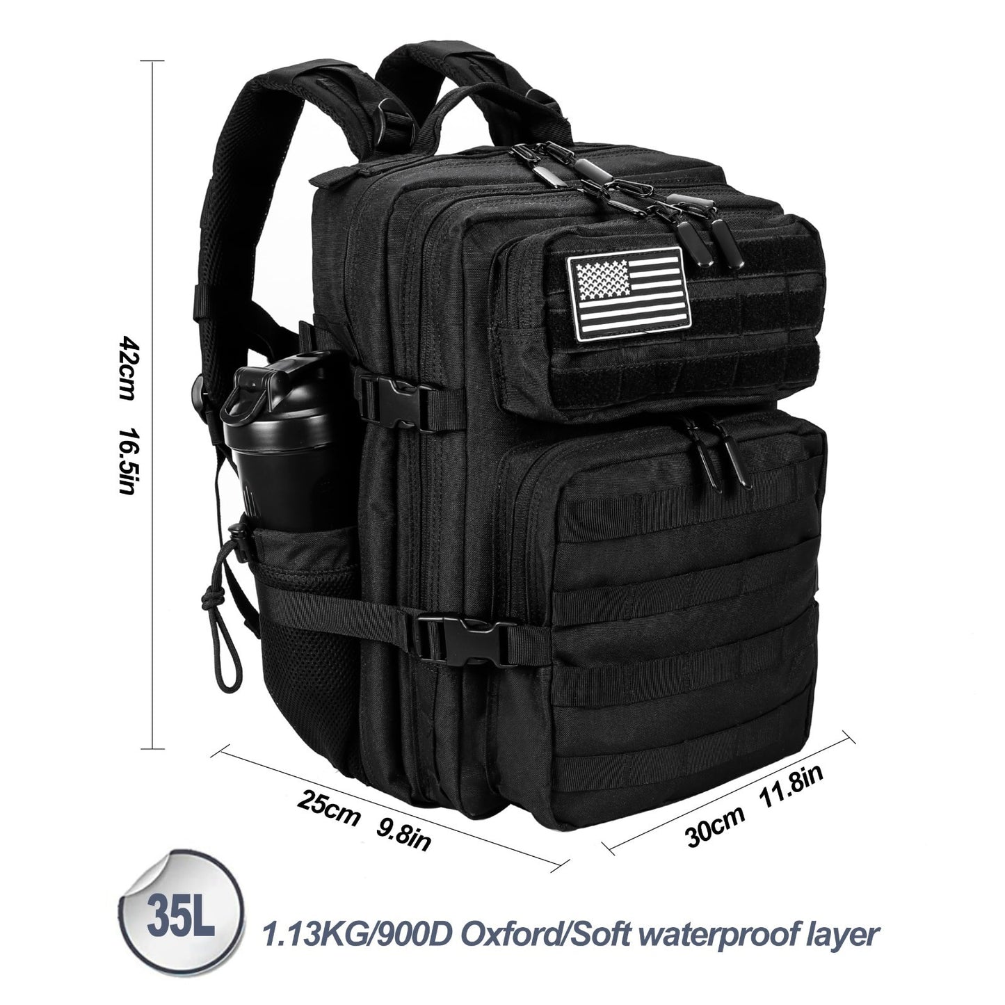 Tactical Military Backpack 25L/35L Army Assault Pack Rucksack with Water Bottle2