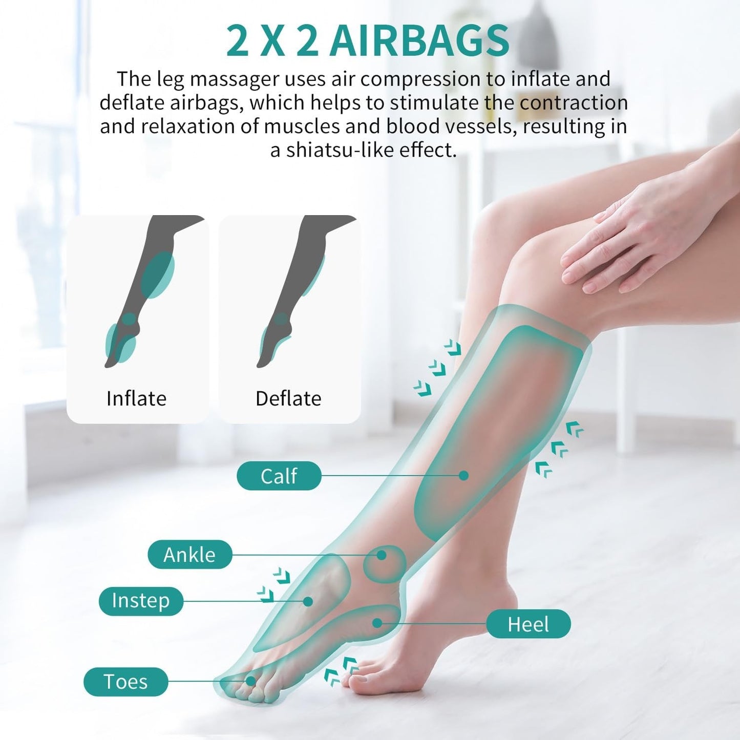 Air Compression Leg Massager for Circulation & Relaxation - Foot & Calf Pain Rel6