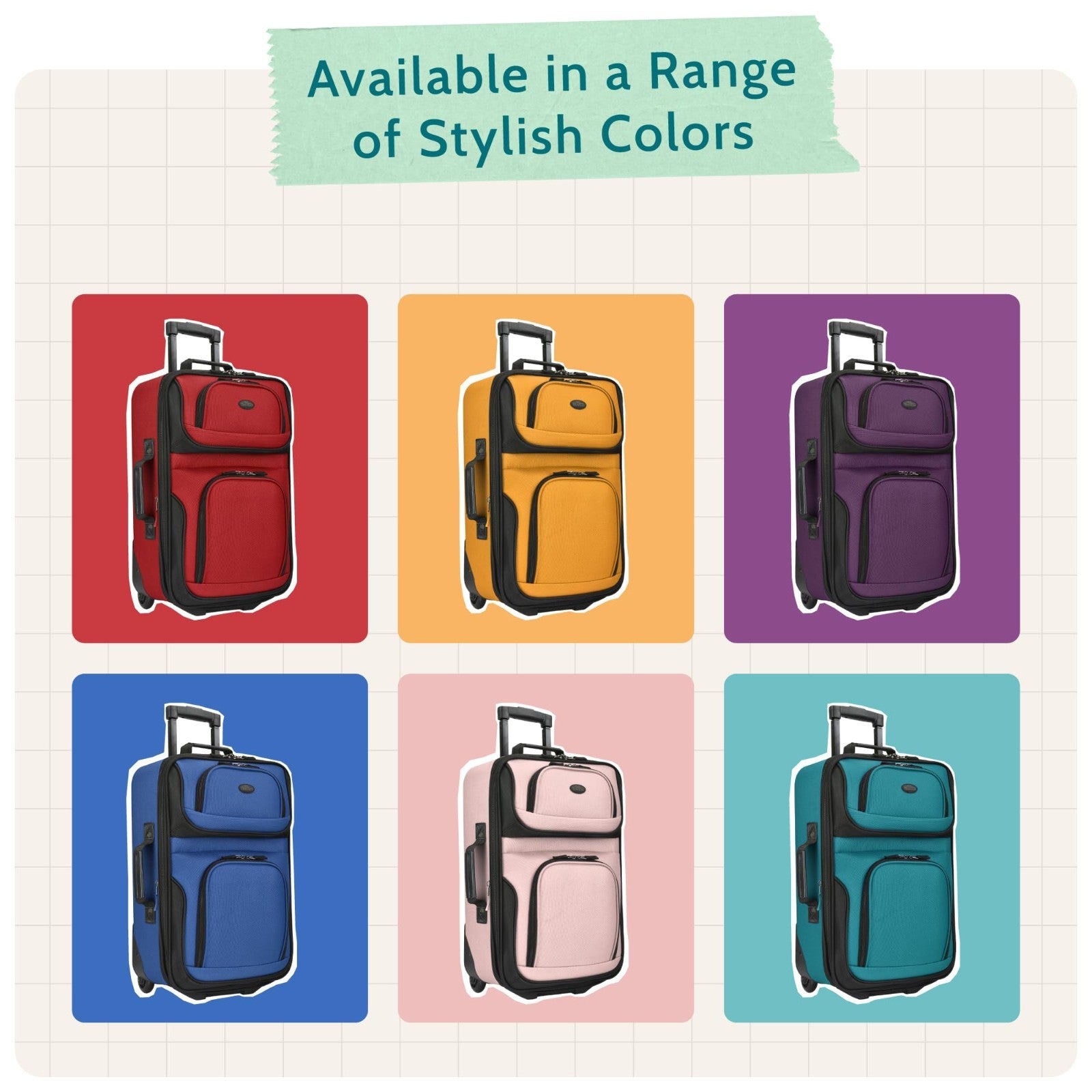 Lightweight Softside Rolling Carry-on Suitcase, 2-Wheel Travel Luggage, Orange5